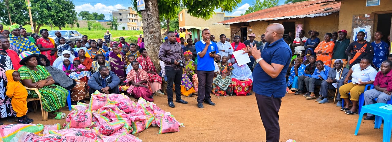 Hon. Tom  Amooti Donates 1,705kg of Maize Seed to Hailstorm-Hit Farmers in Kyaka Central