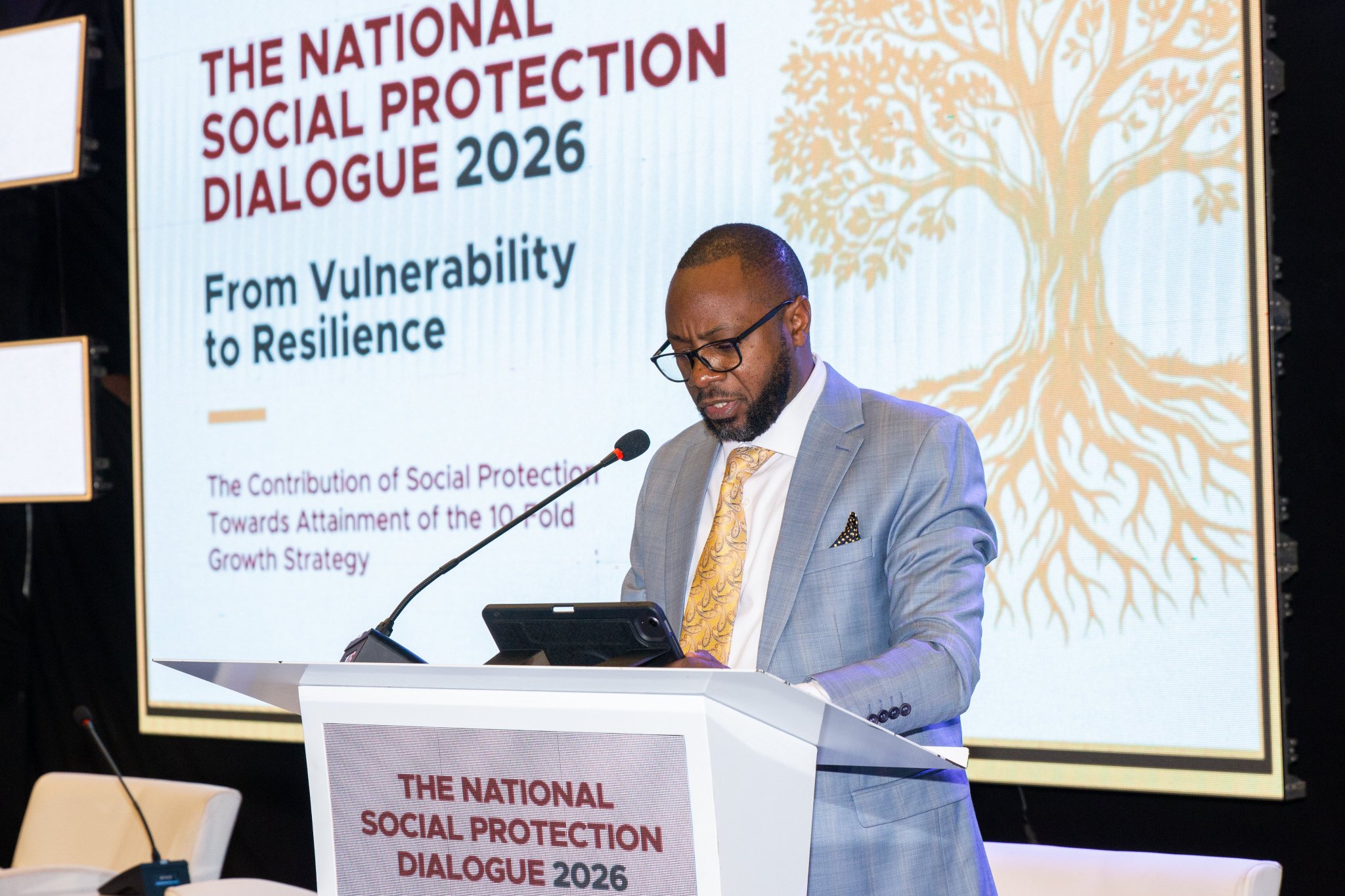 Counsel Patrick Katabaazi Highlights Climate-Responsive Social Protection at National Dialogue in Kampala
