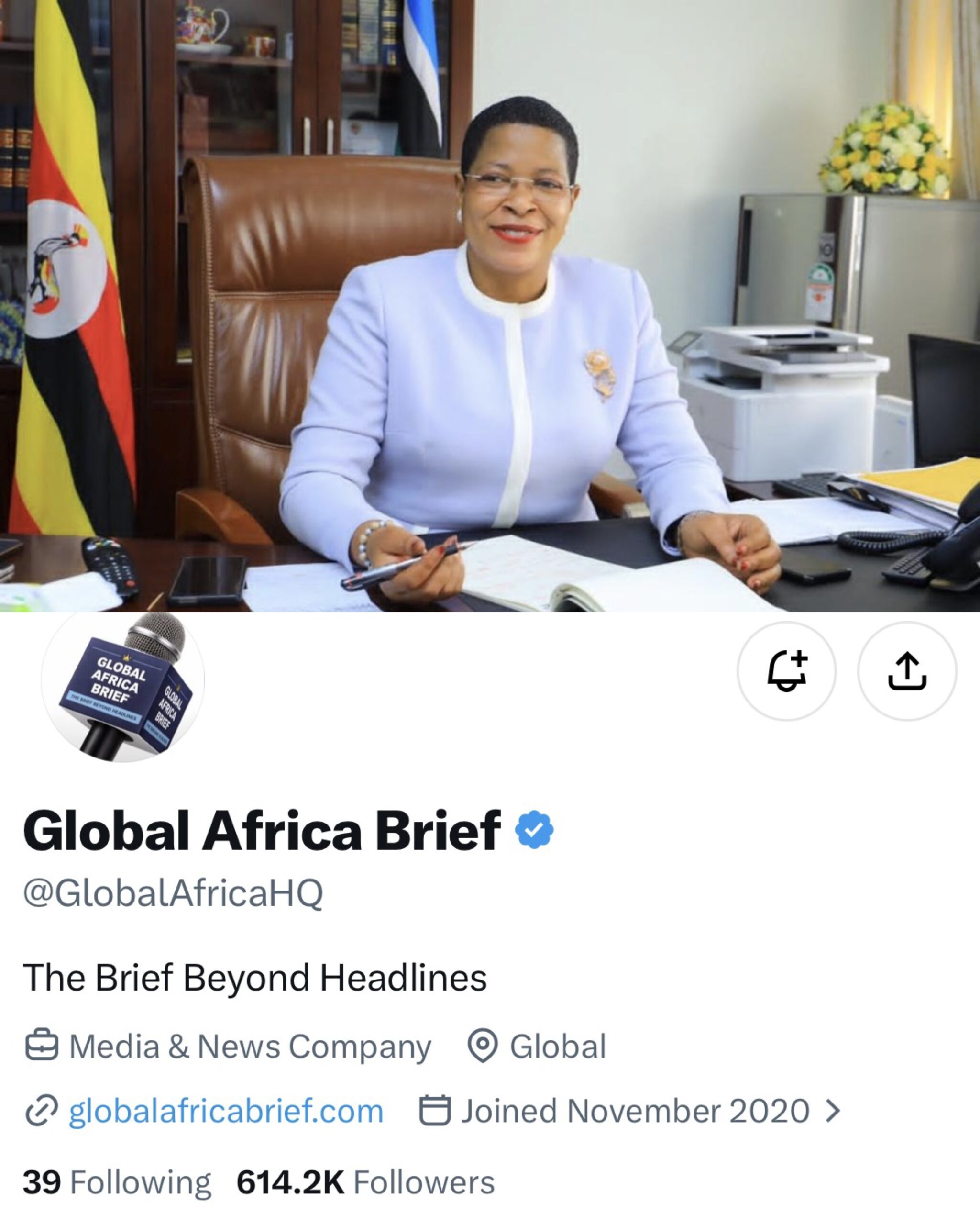 Anita Among’s Verified X Account Rebranded as Global Africa Brief